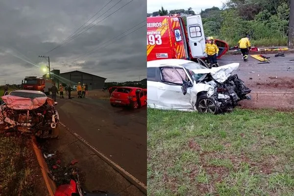 Motorista e criança são retirados das ferragens após colisão na BR-163