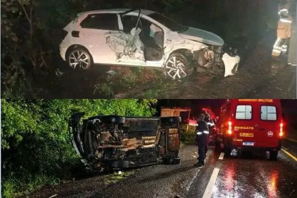 Colisão entre dois veículos deixa três pessoas feridas na BR-472