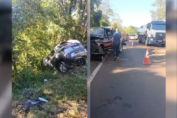 Acidente envolve caminhonete e automóvel na ERS-344, em Santa Rosa
